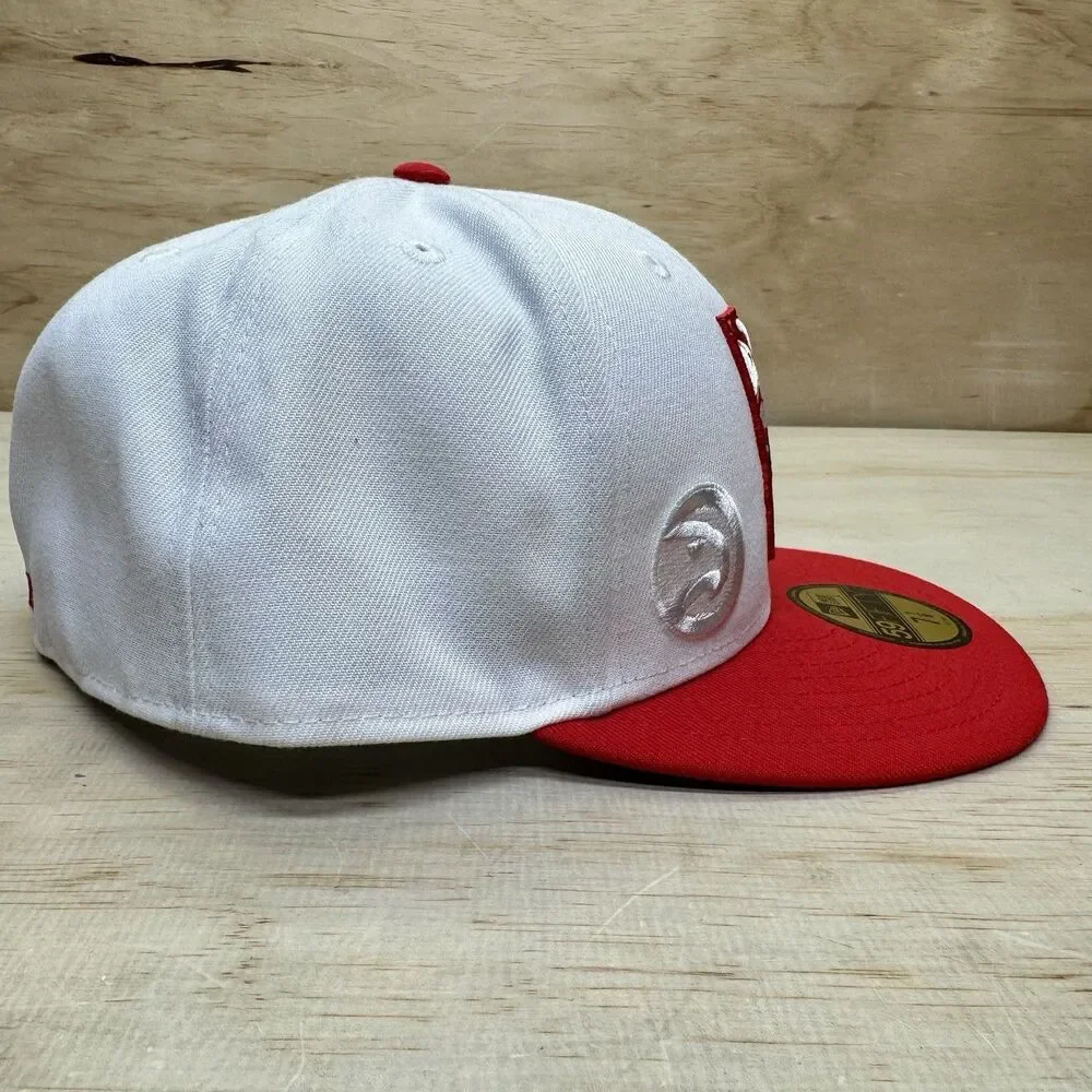 NEW Atlanta Hawks New Era White/Red State Pride 59FIFTY Fitted Hat sz 7 7/8